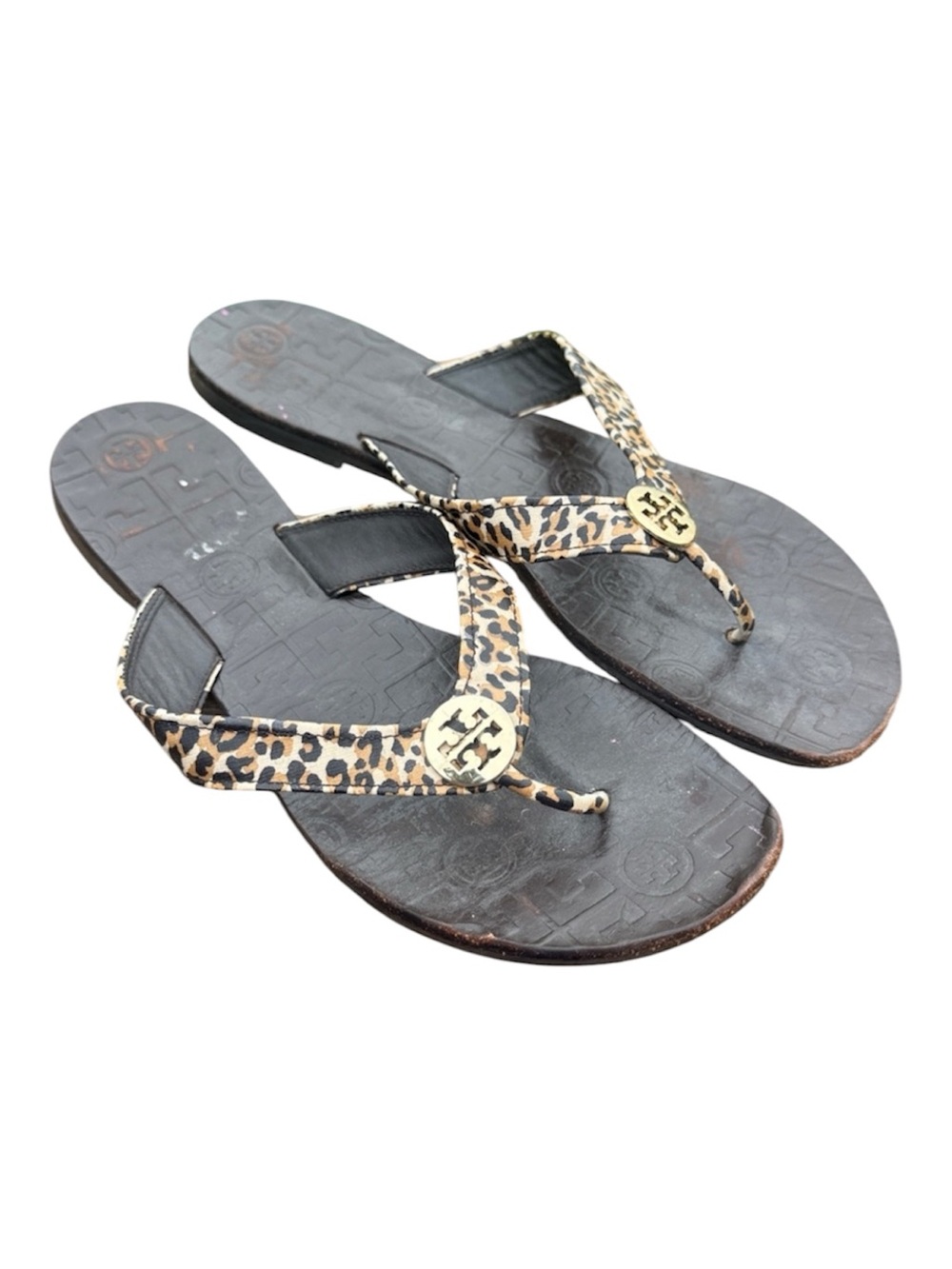 Tory Burch Thora Thong Leopard Print Sandals Flip Flops Size 9